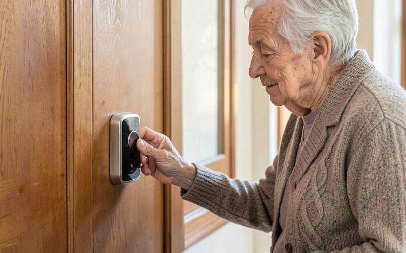 elderly people using digital door locks